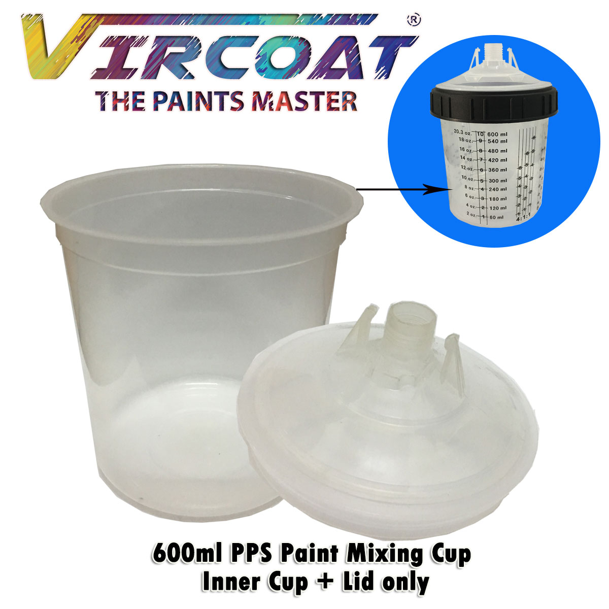 TITAN 19900 VAPER 600ML PLASTIC GRAVITY FEED PAINT CUP /& LID