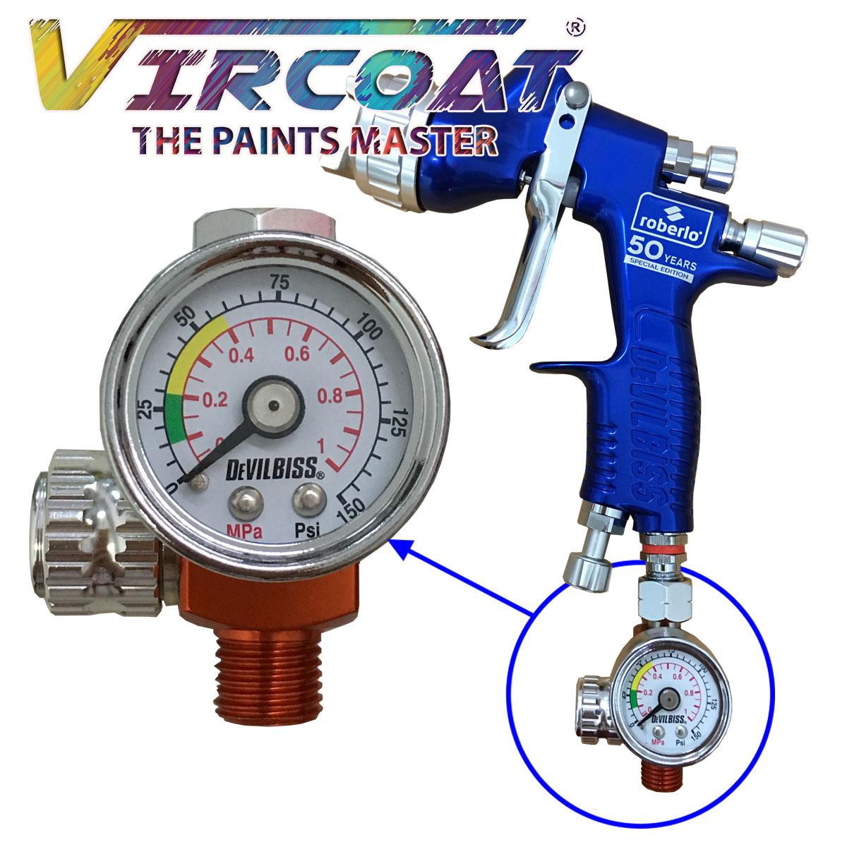 Devilbiss Spray Gun Air Adjusting Valve with Gauge HAV503B