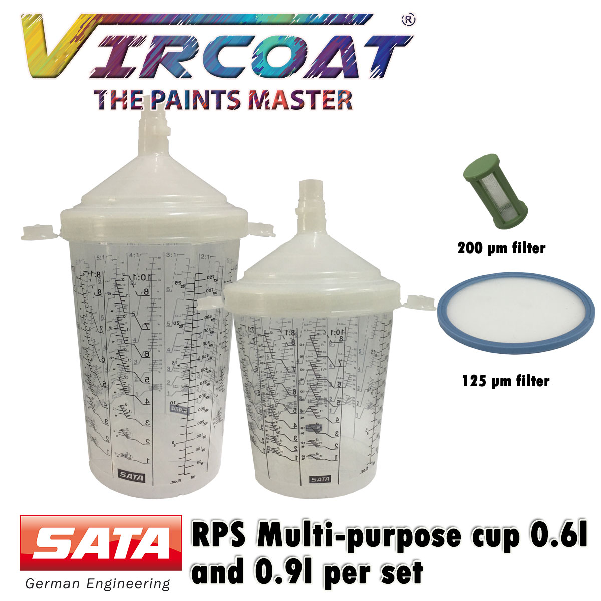 Sata Jet Spray Gun 600ml Plastic Cup QCC, SATA spray gun reusable cup, gravity flow cup for