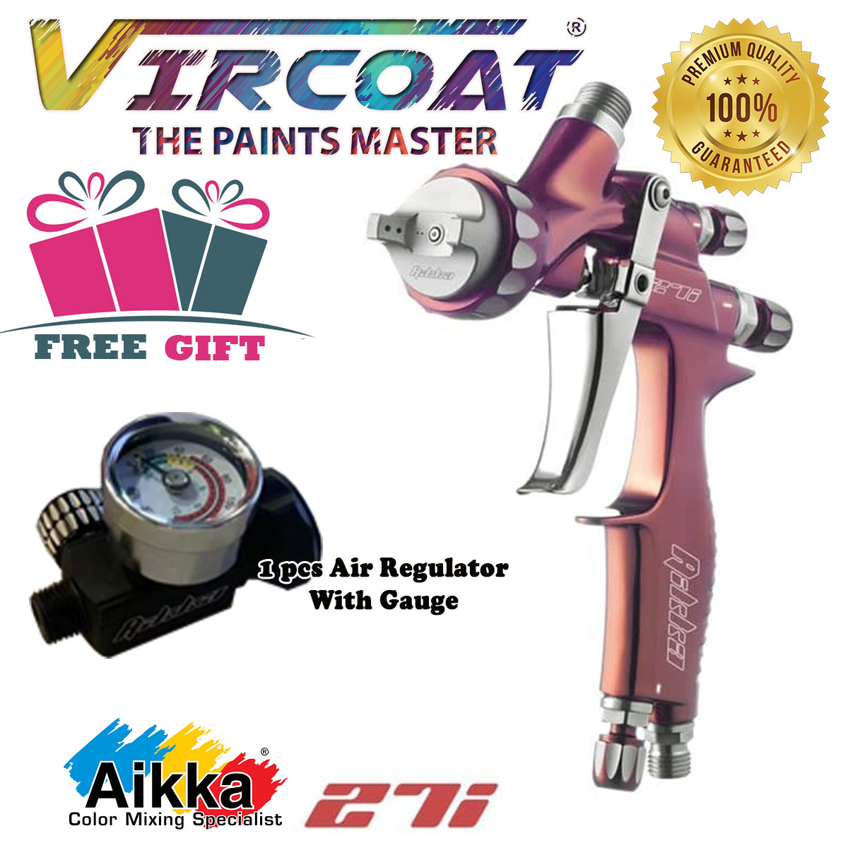 AIKKA SPRAY GUN, SPRAY TOOLS, 27I, HVLP SPRAY GUN, GRAVITY SPRAY GUN