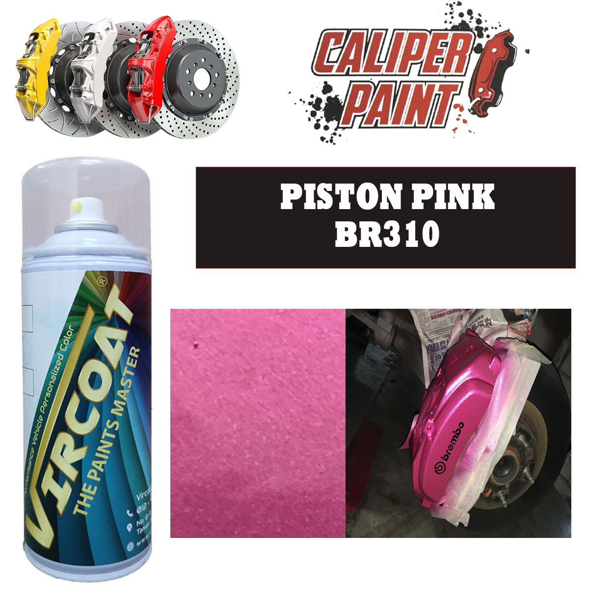Vircoat Brake Caliper Paint Aerosol Spray /Aikka Piston Pink BR310/Cat